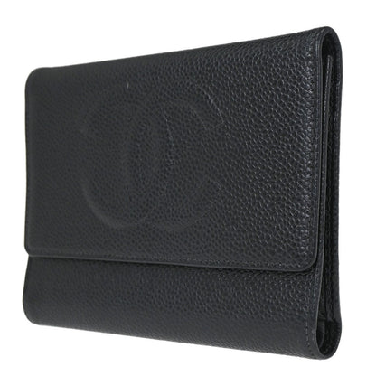 Chanel Timeless CC French Wallet Caviar, Black, Calfskin, Wallet