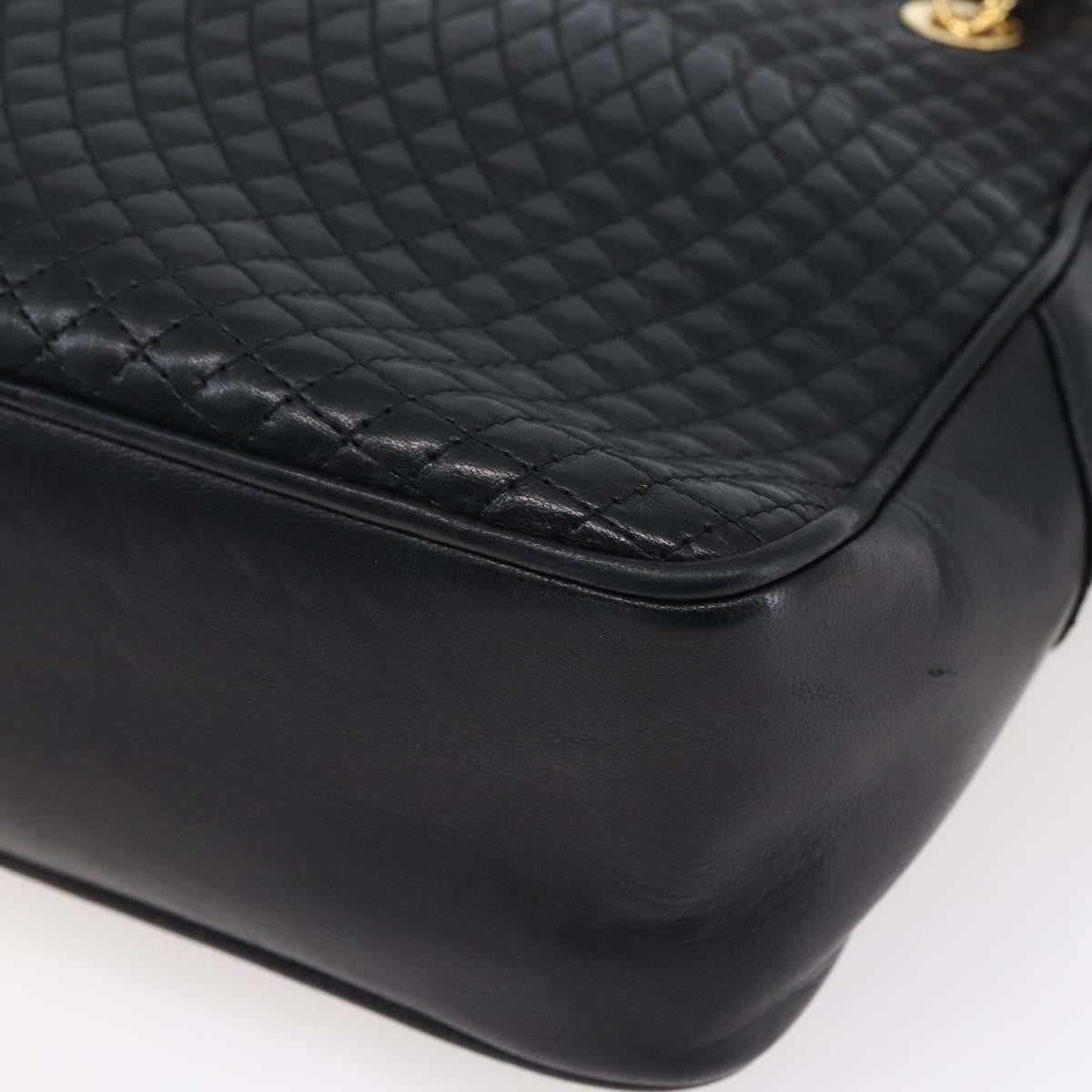 Bally Vintage Chain Shoulder Bag Quilted Leather, BLACK, LEATHER, Shoulder bag