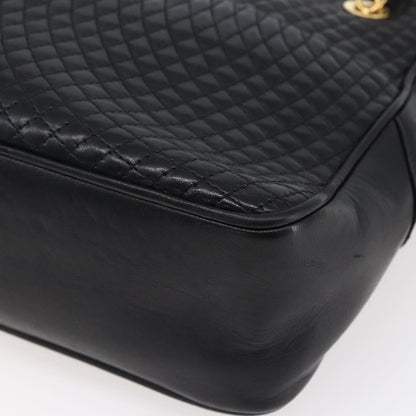 Bally Vintage Chain Shoulder Bag Quilted Leather, BLACK, LEATHER, Shoulder bag