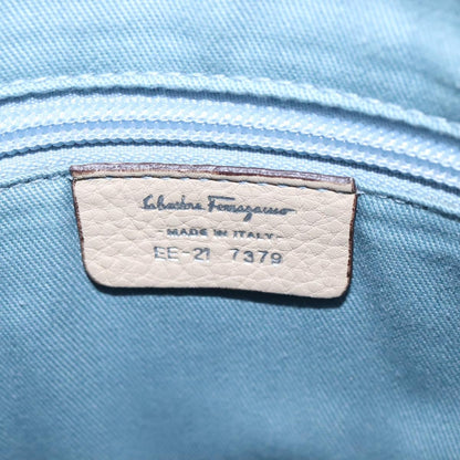 Salvatore Ferragamo Gancini Shoulder Bag Leather, BEIGE, LEATHER, Shoulder bag