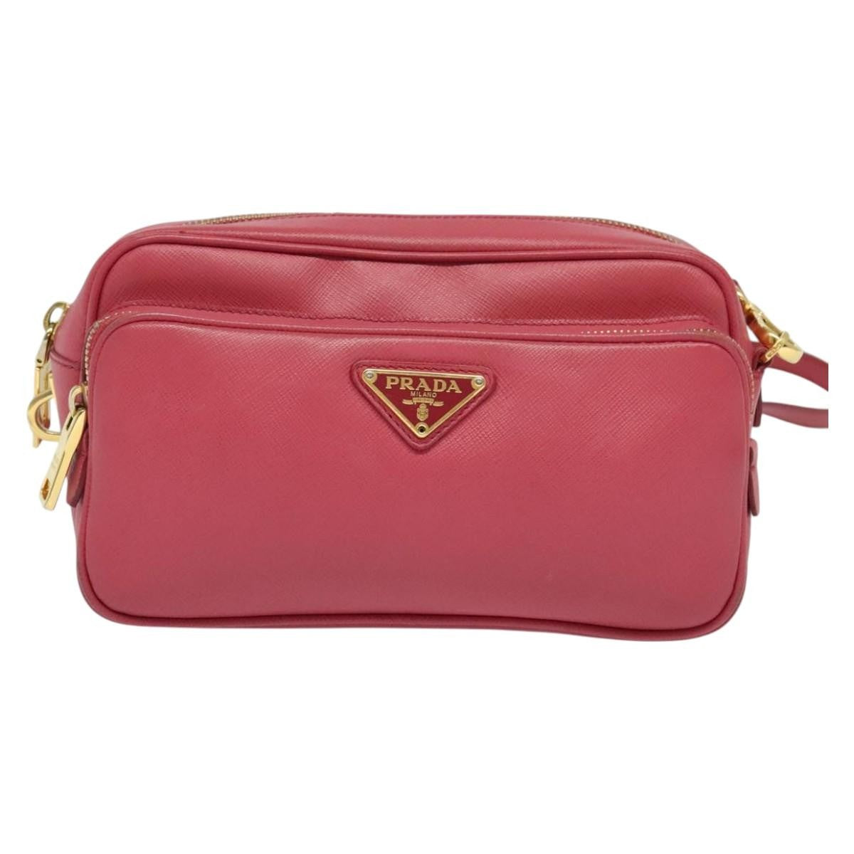 Prada Front Pocket Crossbody Bag Saffiano Leather, PINK, LEATHER, Shoulder bag