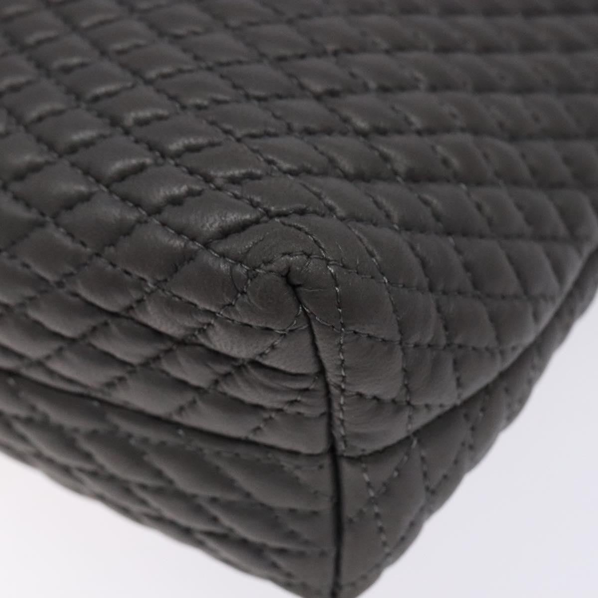 Bally Vintage Handbag Quilted Leather, GRAY, LEATHER, Handbag