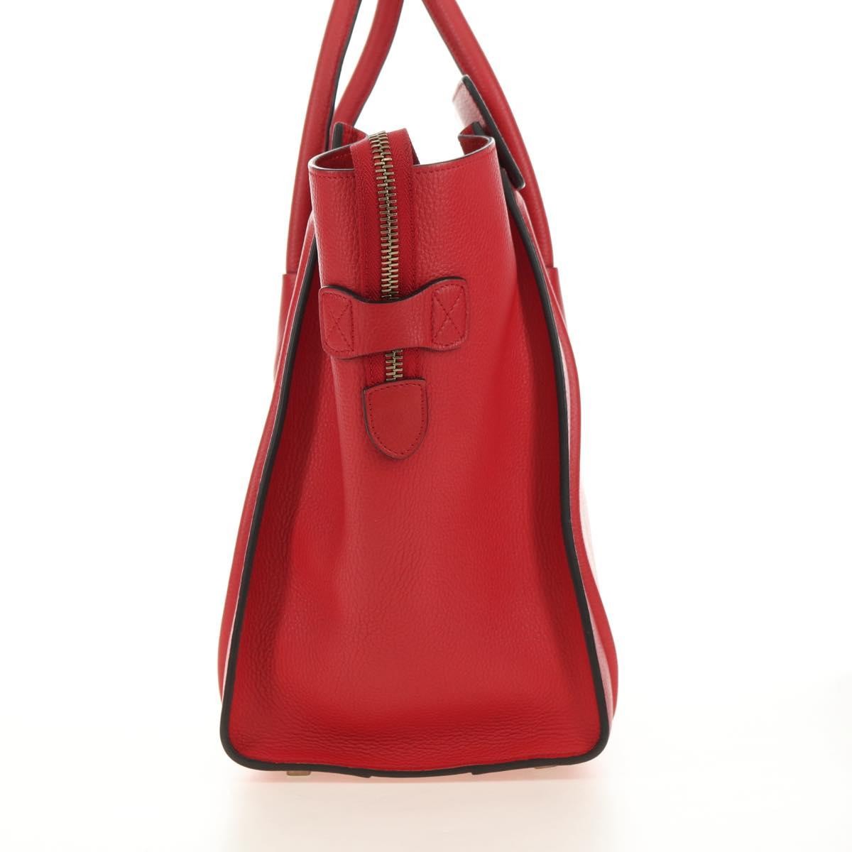 Celine Luggage Bag Grainy Leather, Red, Leather, Handbag