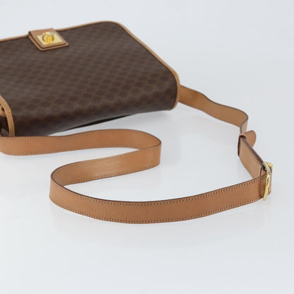 Celine Vintage Macadam Shoulder Bag Canvas and Leather, BROWN, CANVAS, Shoulder bag