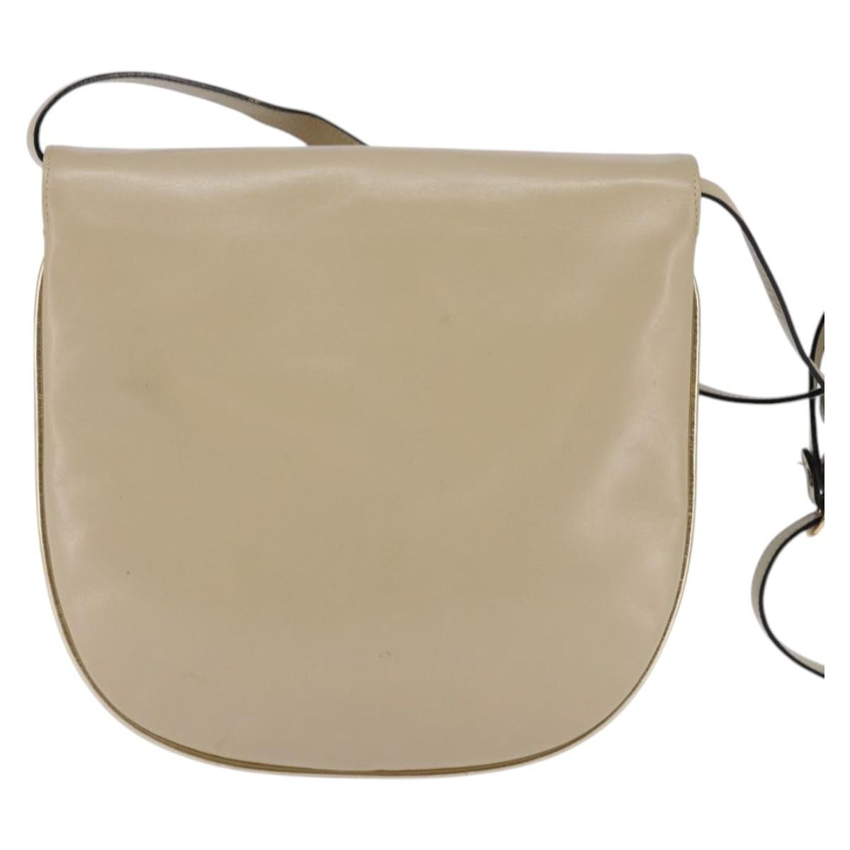 Salvatore Ferragamo Vintage Shoulder Bag Leather, BEIGE, LEATHER, Shoulder bag