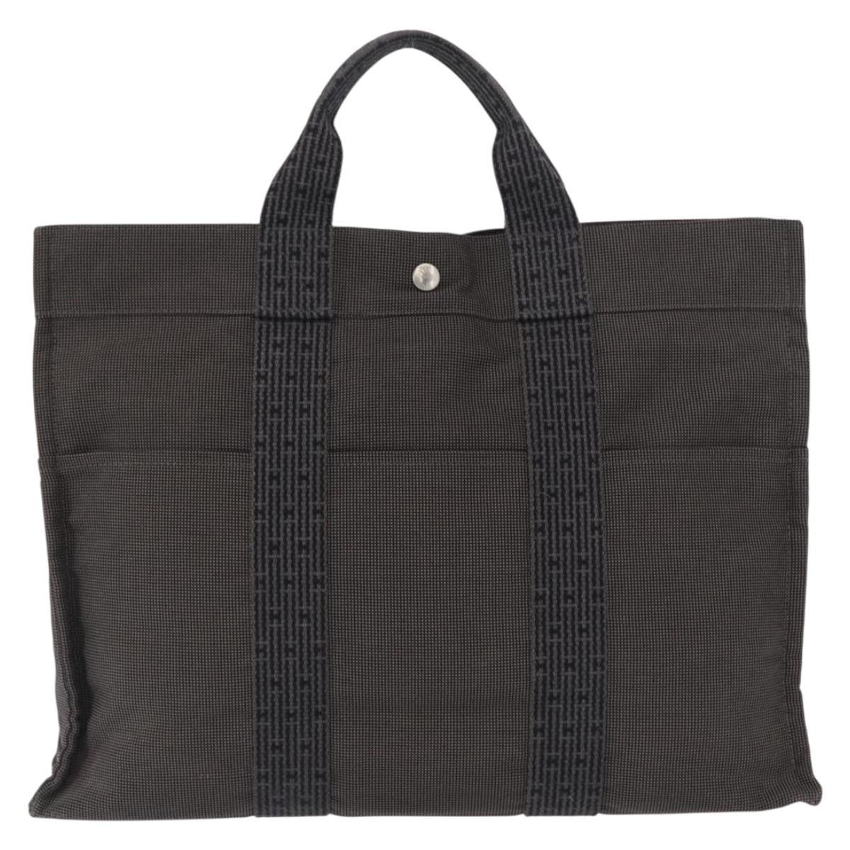 Hermes Fourre-tout Herline Canvas, GRAY, CANVAS, Tote bag
