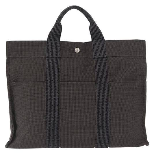 Hermes Fourre-tout Herline Canvas, GRAY, CANVAS, Tote bag