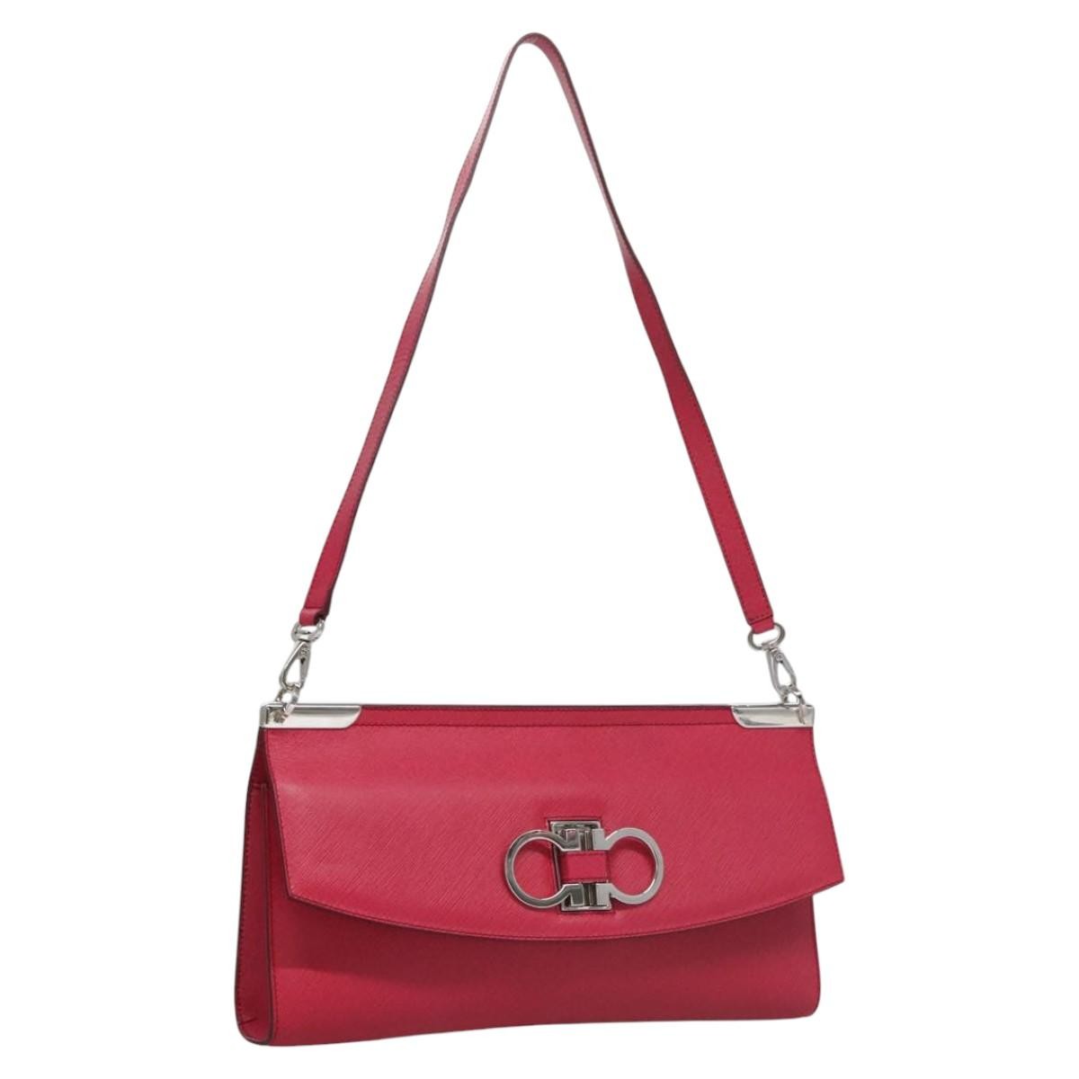Salvatore Ferragamo Gancini Shoulder Bag Leather, PINK, LEATHER, Shoulder bag