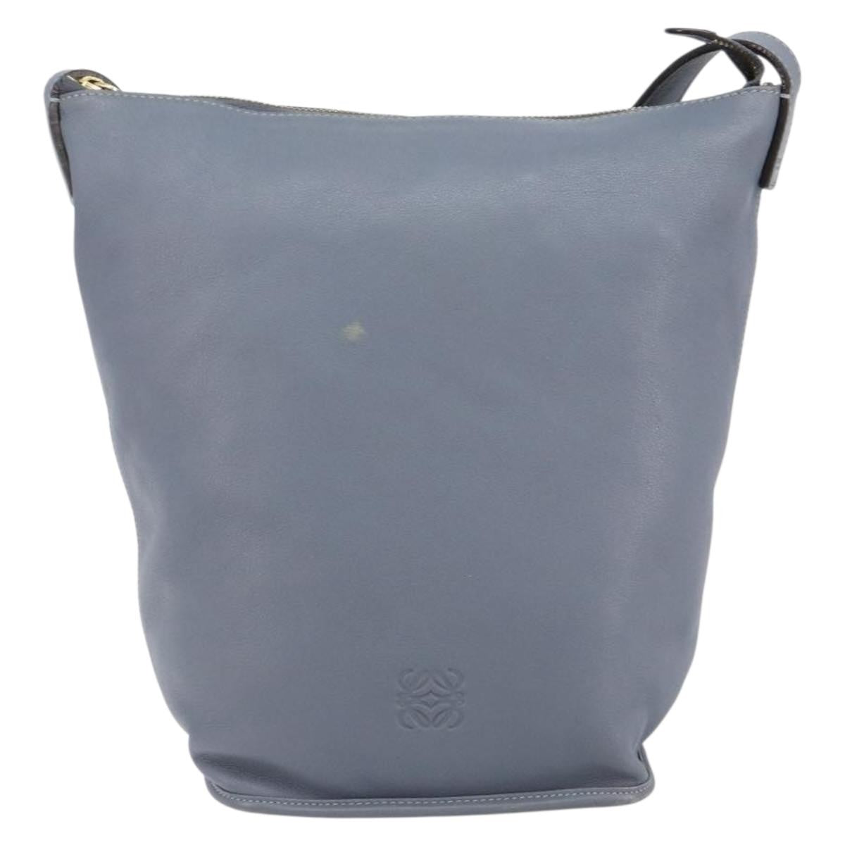 Loewe Anagram Shoulder Bag Leather, BLUE, LEATHER, Shoulder bag