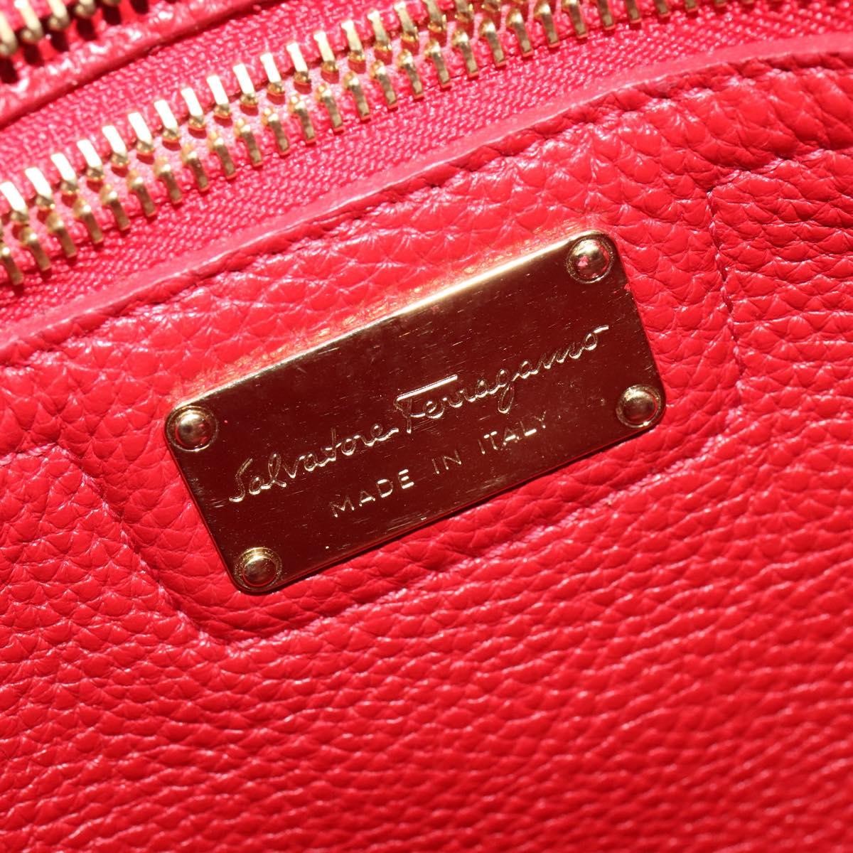 Salvatore Ferragamo Amy Tote Pebbled Leather, RED, LEATHER, Tote bag