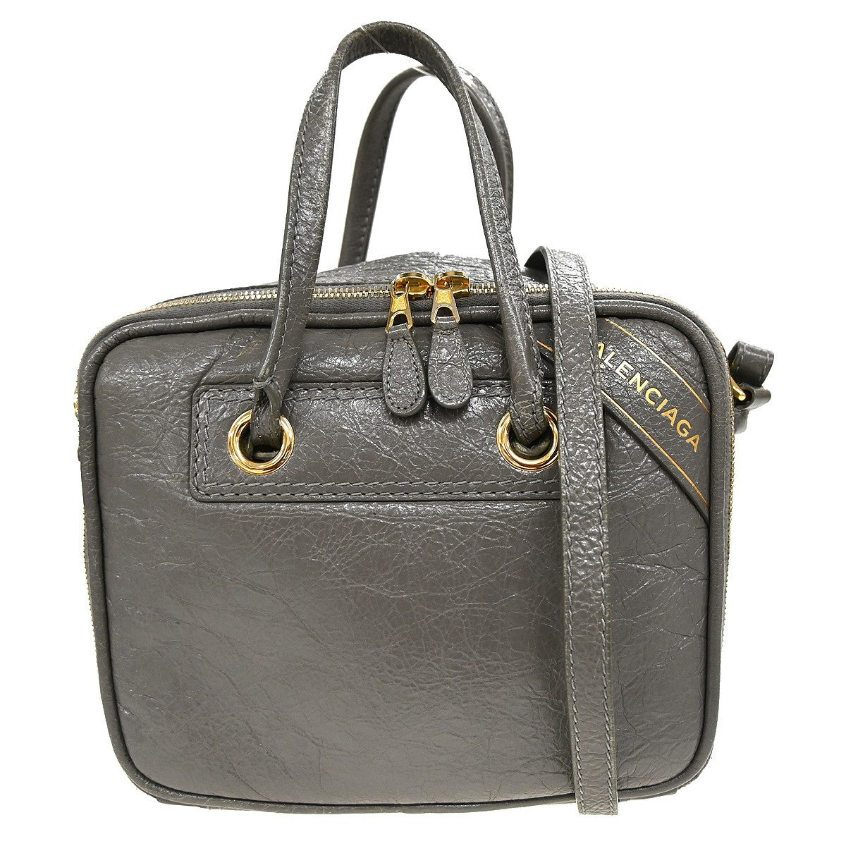 Balenciaga Blanket Square Bag Leather, GRAY, LEATHER, Handbag