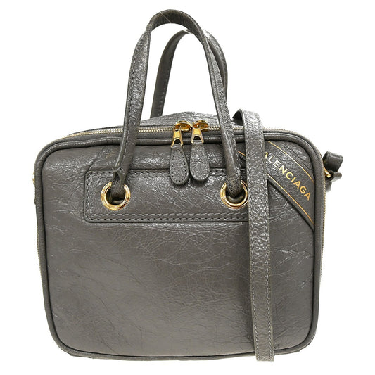 Balenciaga Blanket Square Bag Leather, GRAY, LEATHER, Handbag