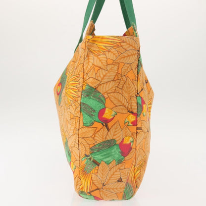 Hermes Beach Tote Printed Toile, ORANGE, CANVAS, Tote bag