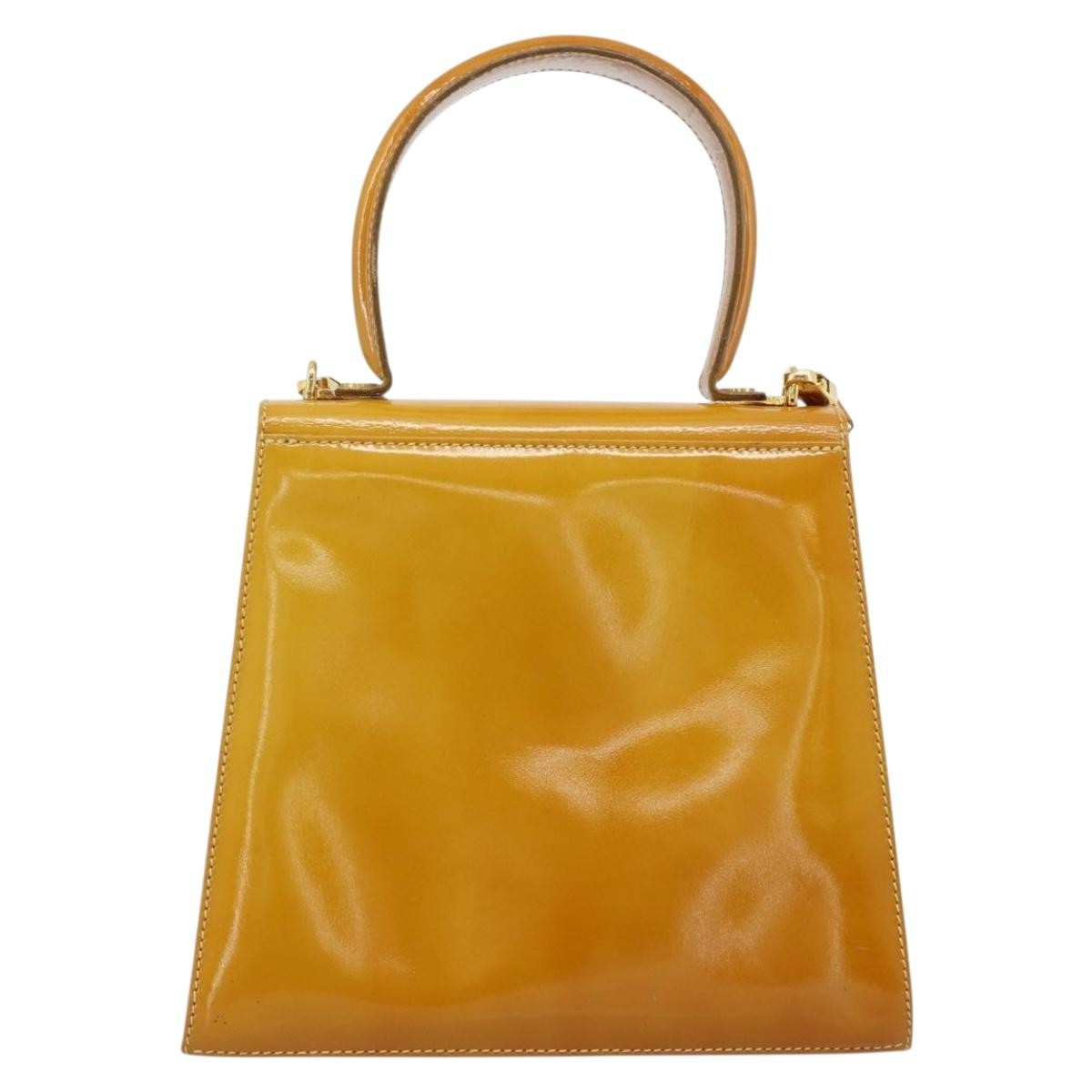 Salvatore Ferragamo Gancini handbag Patent leather, Yellow, Patent Leather, Handbag