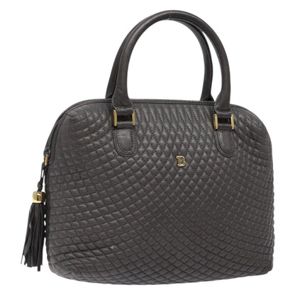 Bally Vintage Handbag Quilted Leather, GRAY, LEATHER, Handbag