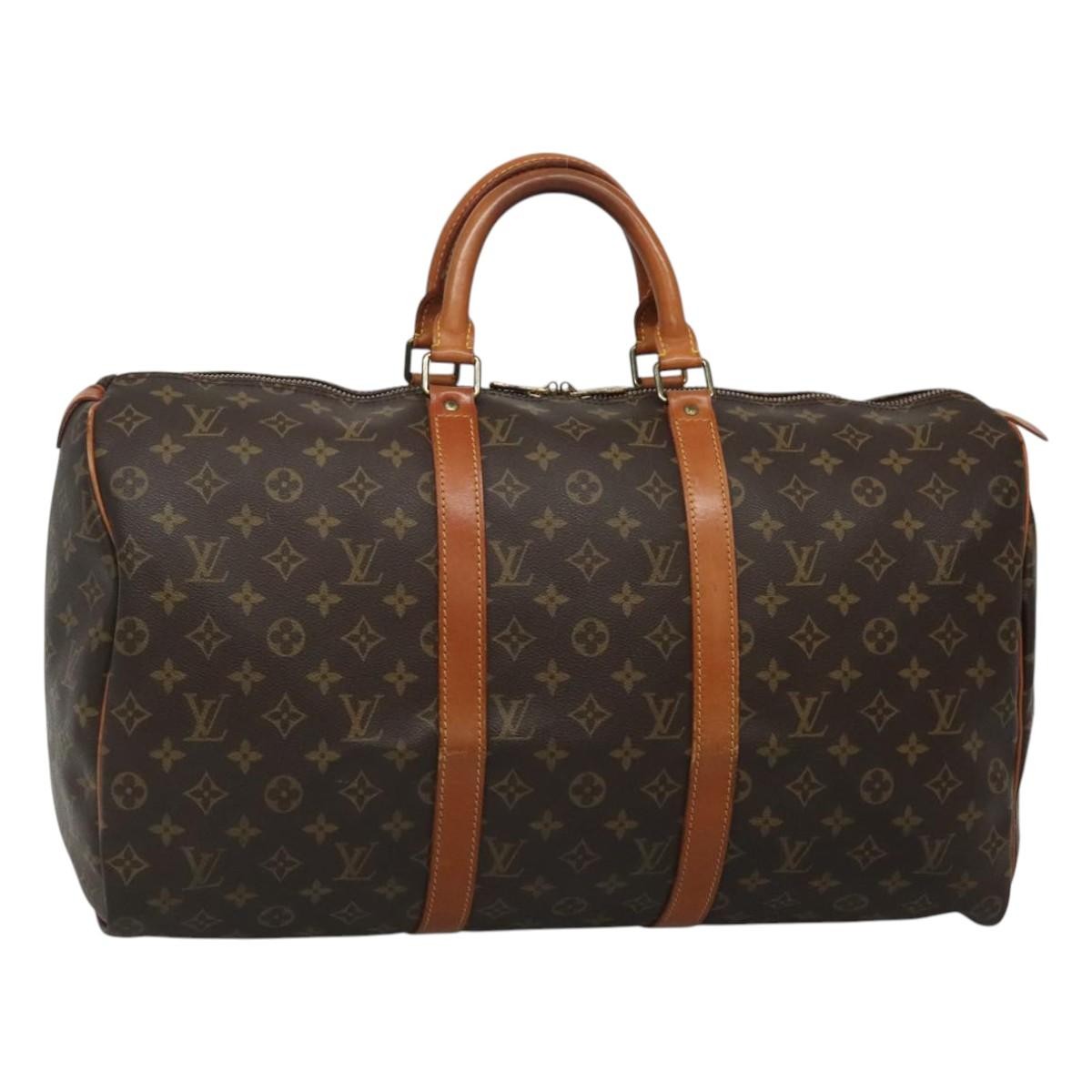 Louis Vuitton Keepall Bag Monogram Canvas, BROWN, CANVAS, Travel bag