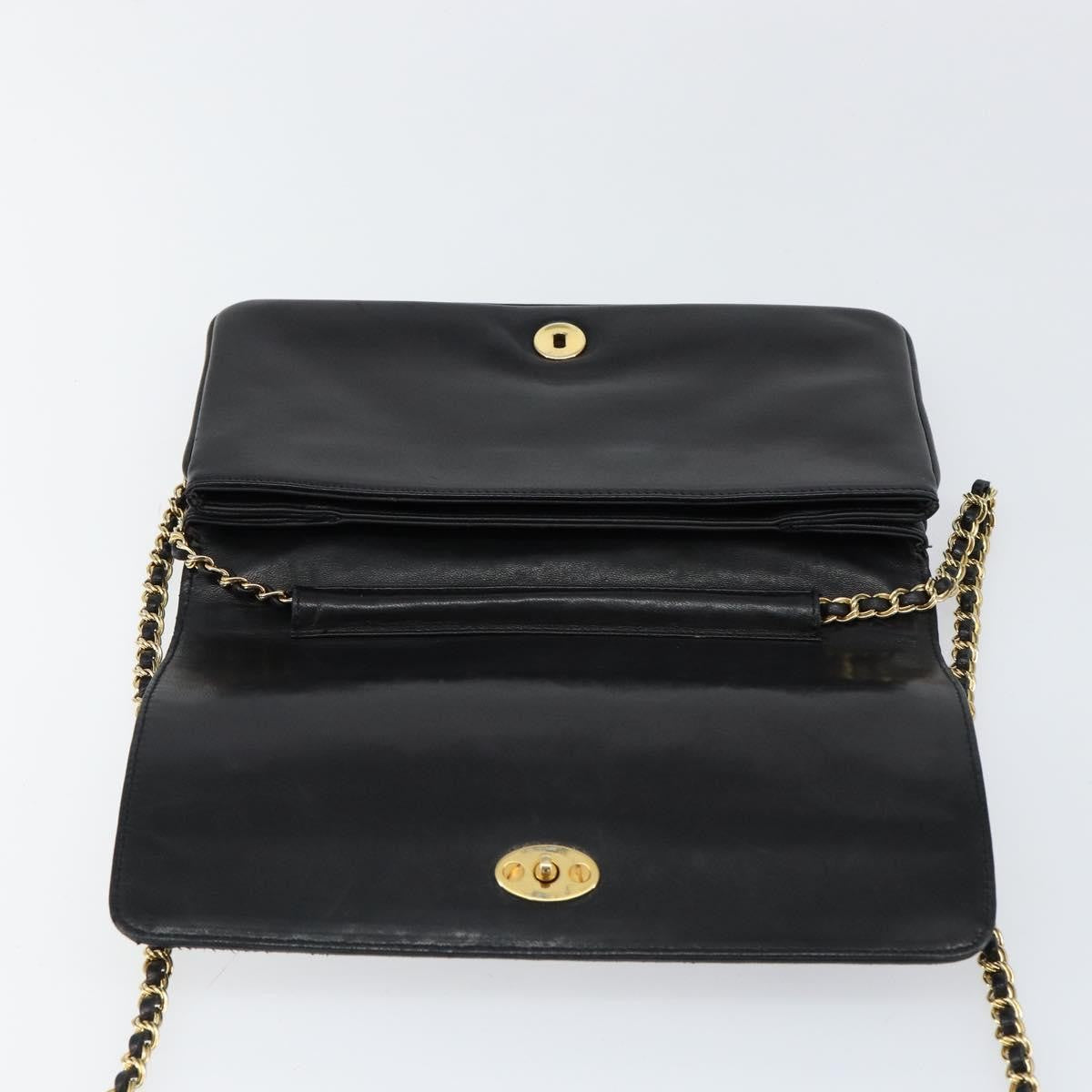 Bally Vintage Chain Shoulder Bag Quilted Leather, BLACK, LEATHER, Shoulder bag