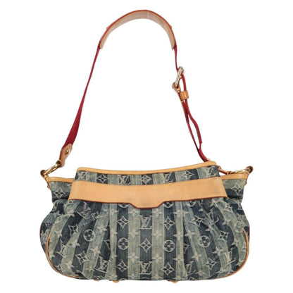 Louis Vuitton Porte Epaule Raye Handbag Striped Monogram Denim, BLUE, DENIM_JEANS, Handbag
