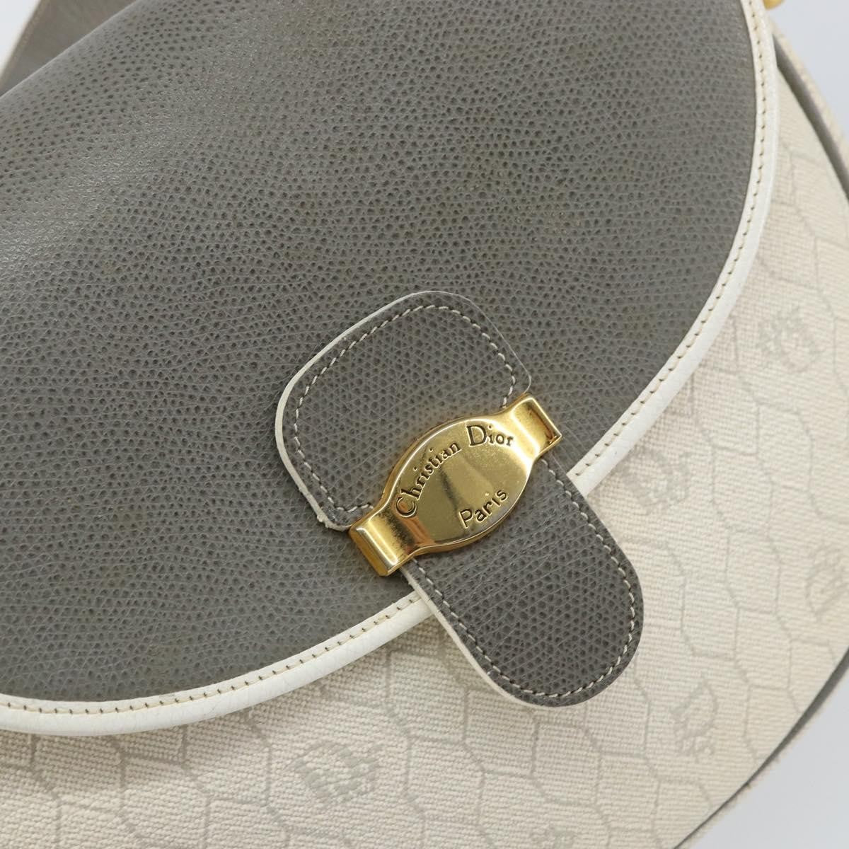 Christian Dior Vintage Honeycomb Flap Crossbody Bag Canvas and Leather, WHITE, CANVAS, Shoulder bag