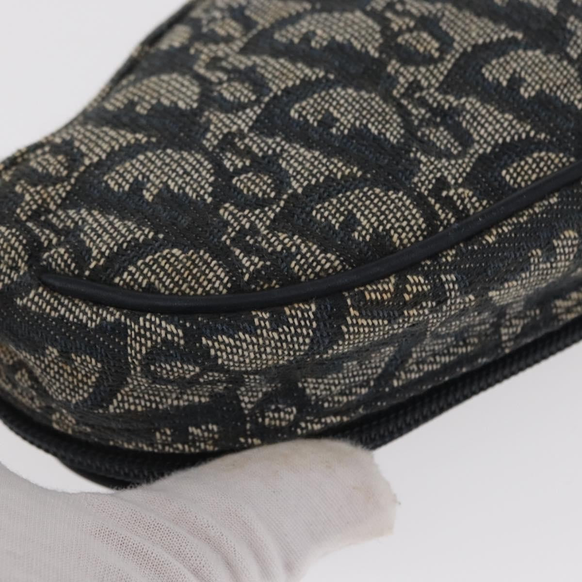 Christian Dior Saddle Zip Pouch Diorissimo Canvas, NAVY, CANVAS, Clutche & pouche