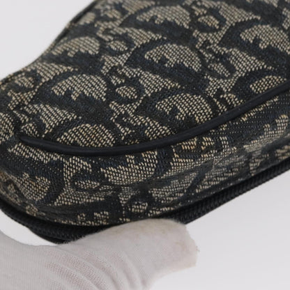 Christian Dior Saddle Zip Pouch Diorissimo Canvas, NAVY, CANVAS, Clutche & pouche