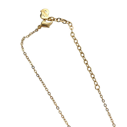 Christian Dior Logo Heart Pendant Necklace Metal with Crystal, GOLD, METAL, Necklace