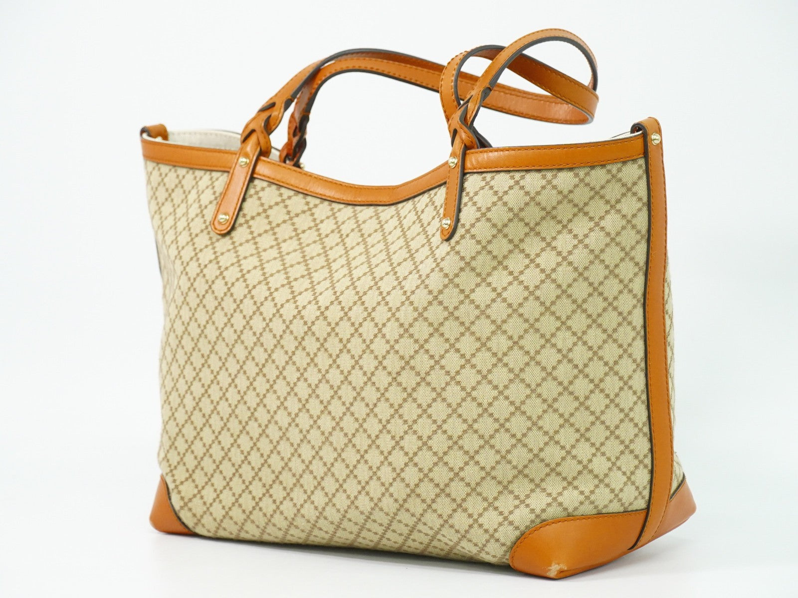 Gucci Craft Tote Diamante Canvas with Leather, BEIGE, CANVAS, Tote bag