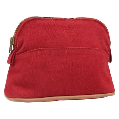 Hermes Bolide Travel Pouch Canvas, RED, CANVAS, Clutche & pouche