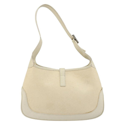 Gucci Vintage Jackie Shoulder Bag Canvas and Leather, Beige, Canvas, Handbag