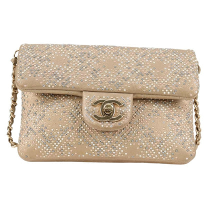 Chanel Mineral Nights Shoulder Bag Strass Embellished Leather, GOLD, LEATHER, Shoulder bag