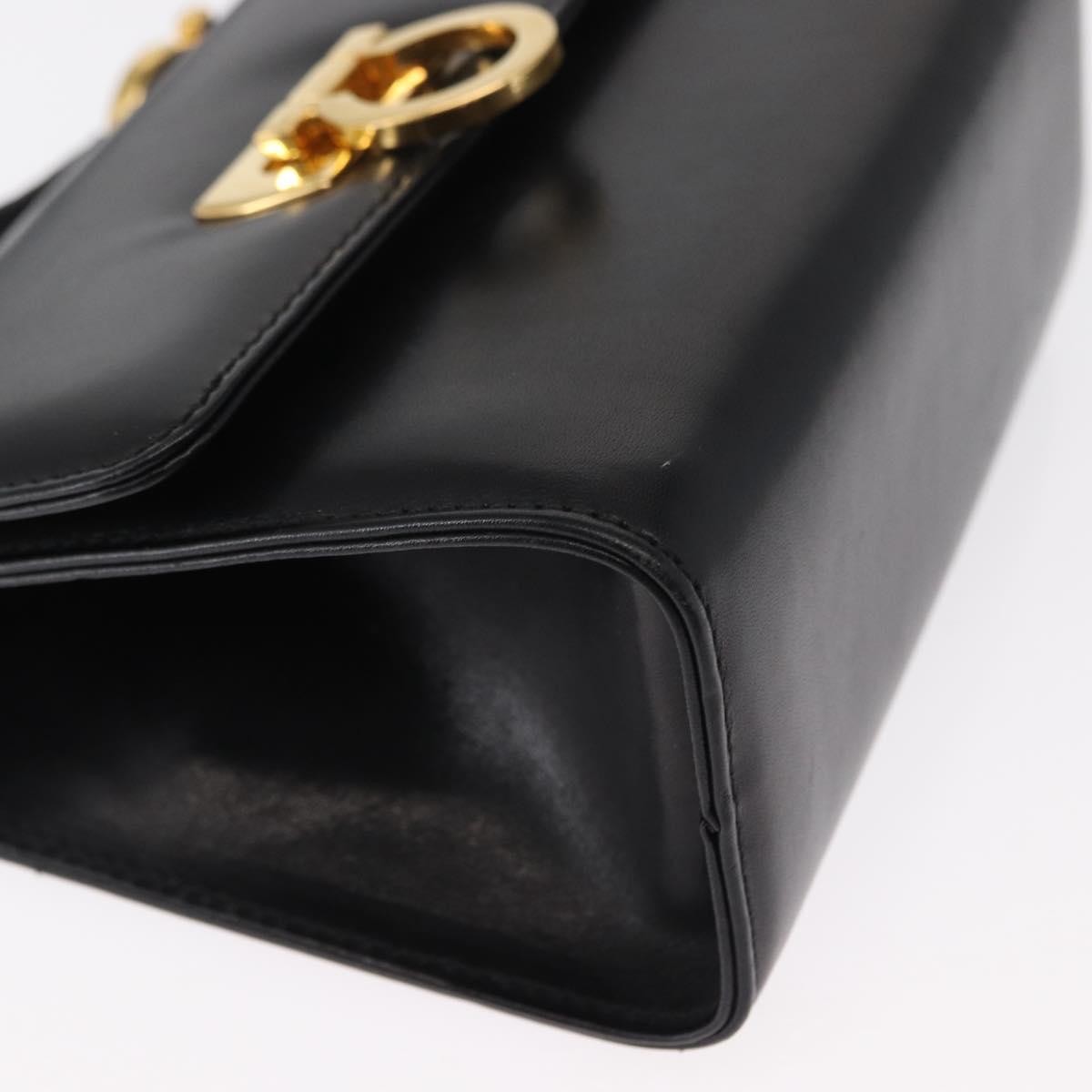 Salvatore Ferragamo Gancini Shoulder Bag Leather, BLACK, LEATHER, Shoulder bag