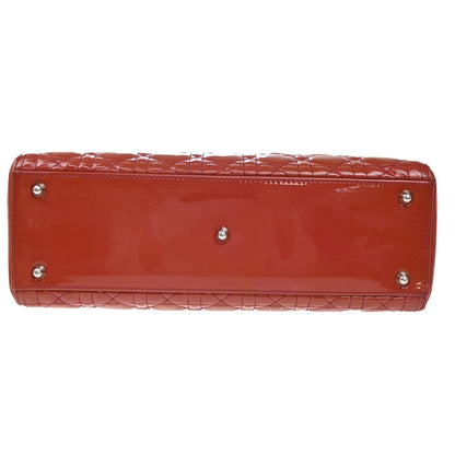 Christian Dior Vintage Lady Dior Bag Cannage Quilt Patent, RED, PATENT_LEATHER, Handbag
