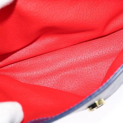 Celine Circle logo Leather, NAVY, LEATHER, Shoulder bag