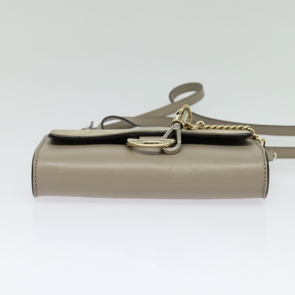 Chloe Faye Shoulder Bag Leather and Suede, Beige, Leather, Shoulder Bag