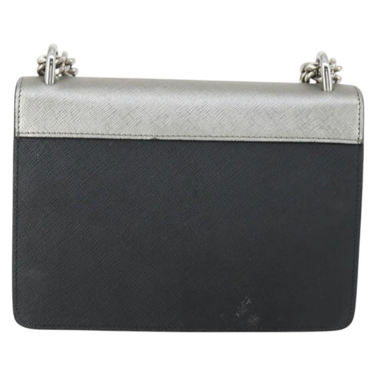 Prada Chain Flap Bag Saffiano Leather, SILVER, LEATHER, Shoulder bag