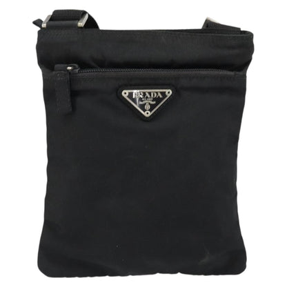 Prada Flat Messenger Bag Tessuto, BLACK, NYLON, Shoulder bag