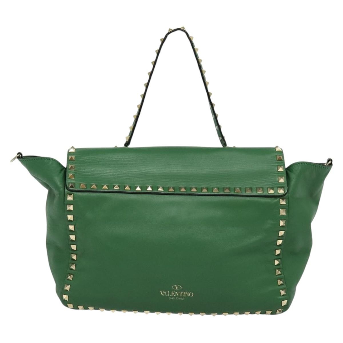 Valentino Garavani Rockstud Tote Soft Leather, GREEN, LEATHER, Tote bag