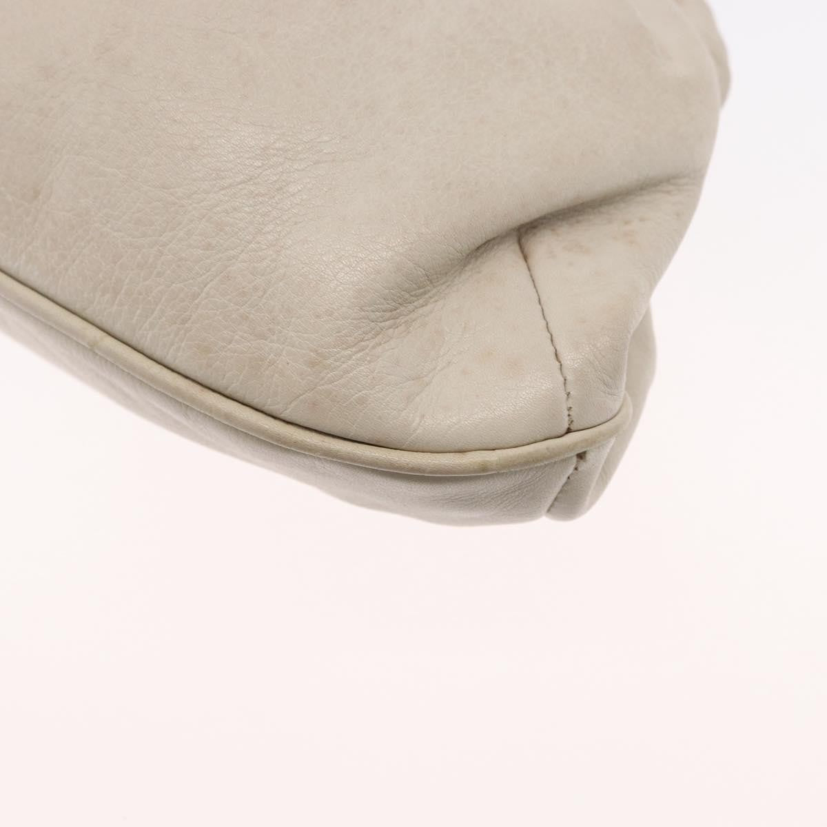 Celine Vintage Shoulder Bag Leather, WHITE, LEATHER, Shoulder bag
