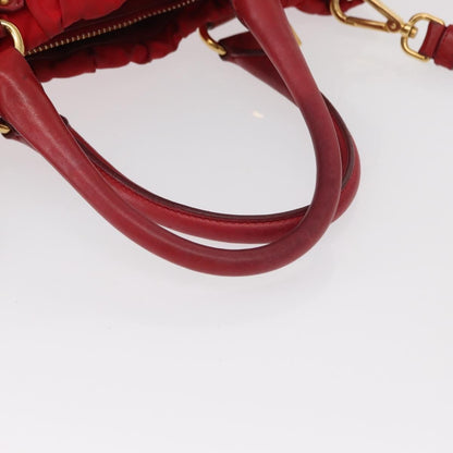 Prada Gaufre Convertible Tote Leather and Tessuto, RED, NYLON, Handbag
