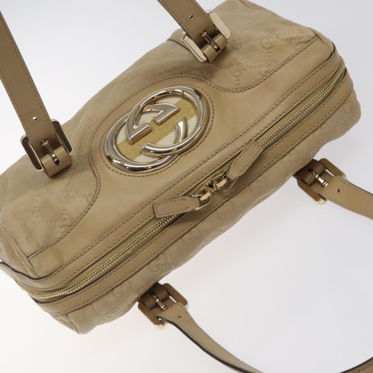 Gucci Vintage Interlocking G Shoulder Bag Leather, BEIGE, LEATHER, Shoulder bag
