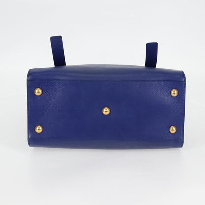 Saint Laurent Muse Two Bag Leather with Canvas, Blue, Leather, Shoulder Bag