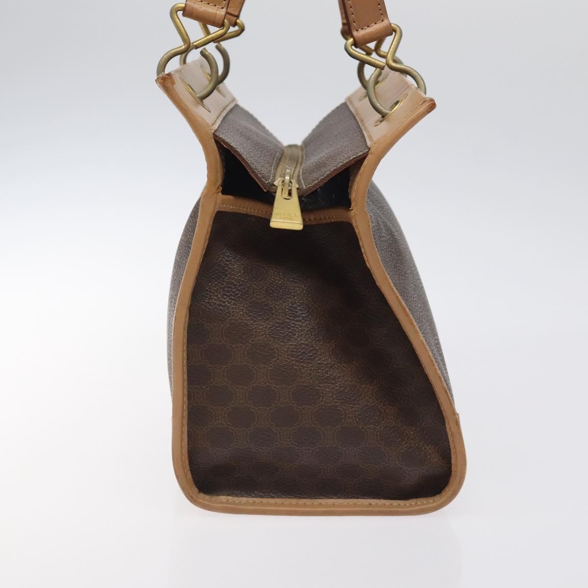 Celine Vintage Macadam Handbag Canvas and Leather, Brown, Canvas, Handbag