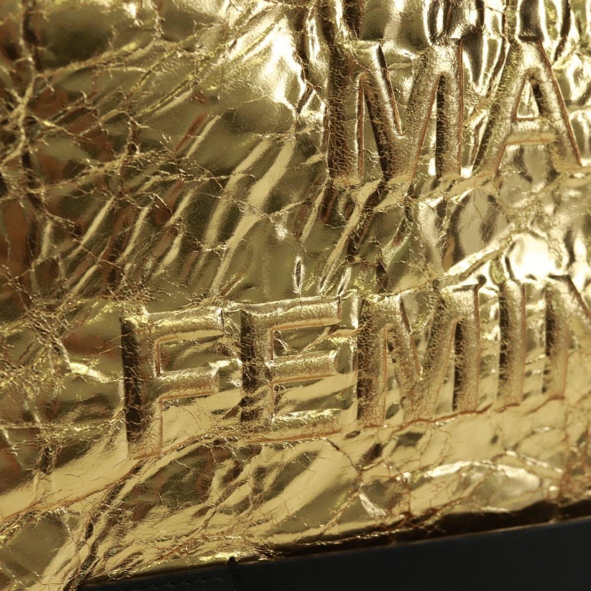 Chanel Feminine Pouch Crinkled Leather, Gold, Leather, Clutch
