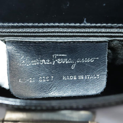 Salvatore Ferragamo Gancini handbag Leather, BLACK, LEATHER, Handbag