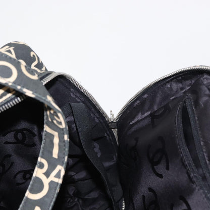 Chanel Boston Zip Tote Quilted Canvas, BLACK, CANVAS, Tote bag