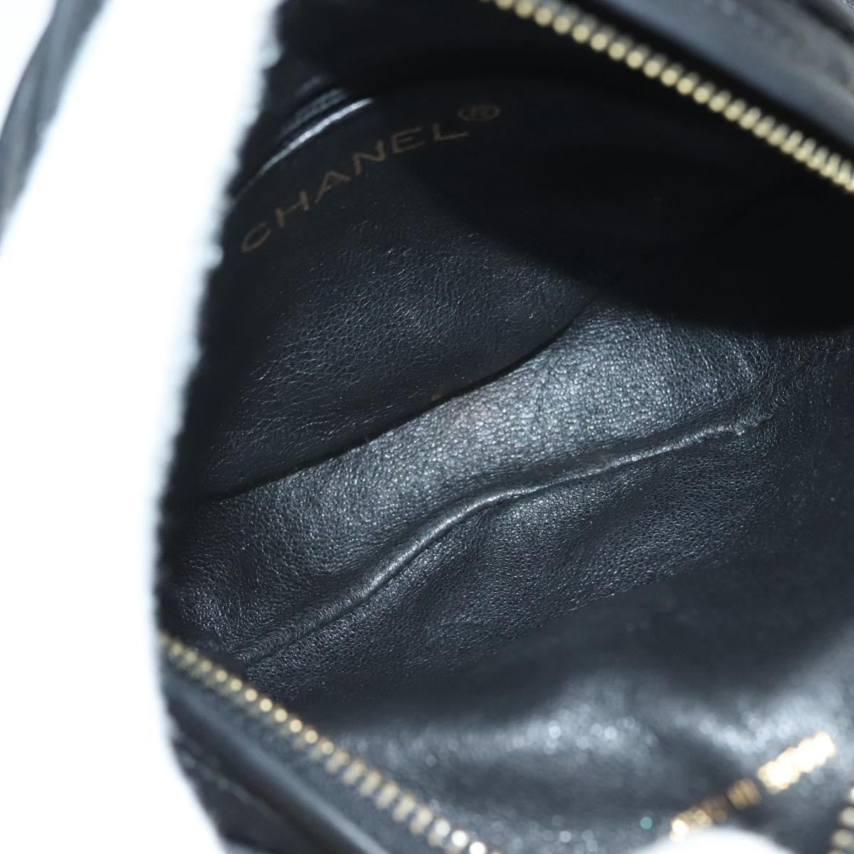 Chanel Vintage Round Tassel Crossbody Bag Quilted Satin, BLACK, SATIN, Shoulder bag