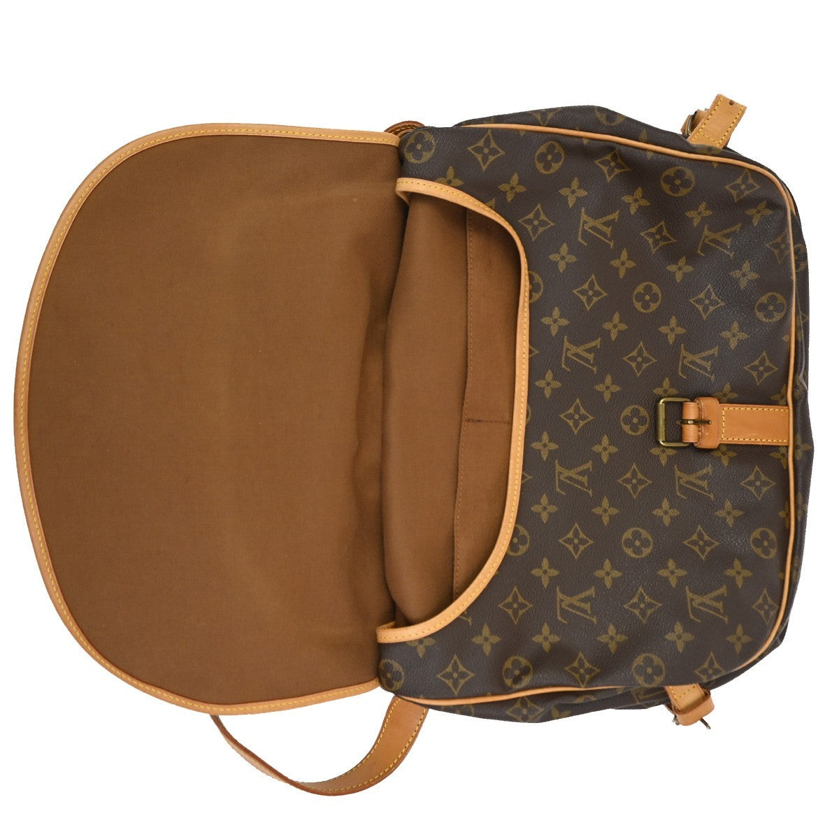 Louis Vuitton Saumur Handbag Monogram Canvas, BROWN, CANVAS, Shoulder bag