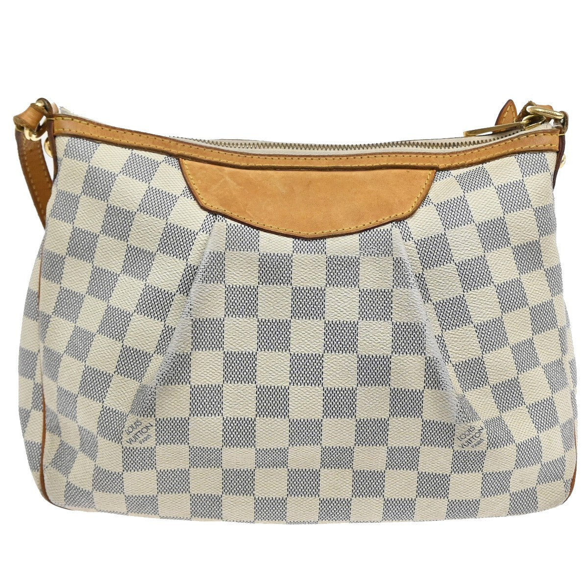 Louis Vuitton Siracusa Handbag Damier, WHITE, LEATHER, Shoulder bag