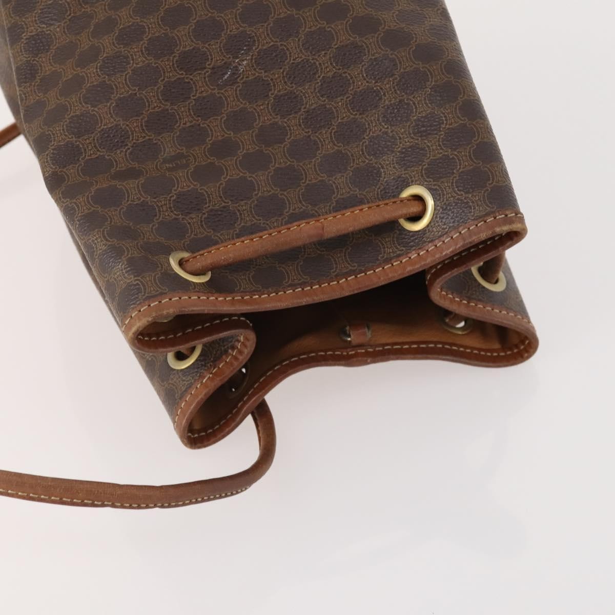 Celine Vintage Macadam Backpack Canvas and Leather, Brown, Canvas, Backpack