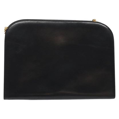 Salvatore Ferragamo Gancini Shoulder Bag Leather, BLACK, LEATHER, Shoulder bag